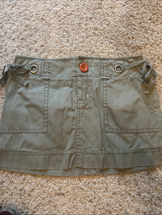 American Eagle Outfitters Dresses & Skirts - American Eagle Outfitters Olive Utility Mini Skirt with Grommet Ties